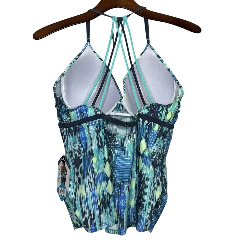 NWT Free Country Women's Tankini Top Molded Cup Size XXL Strappy Back UPF